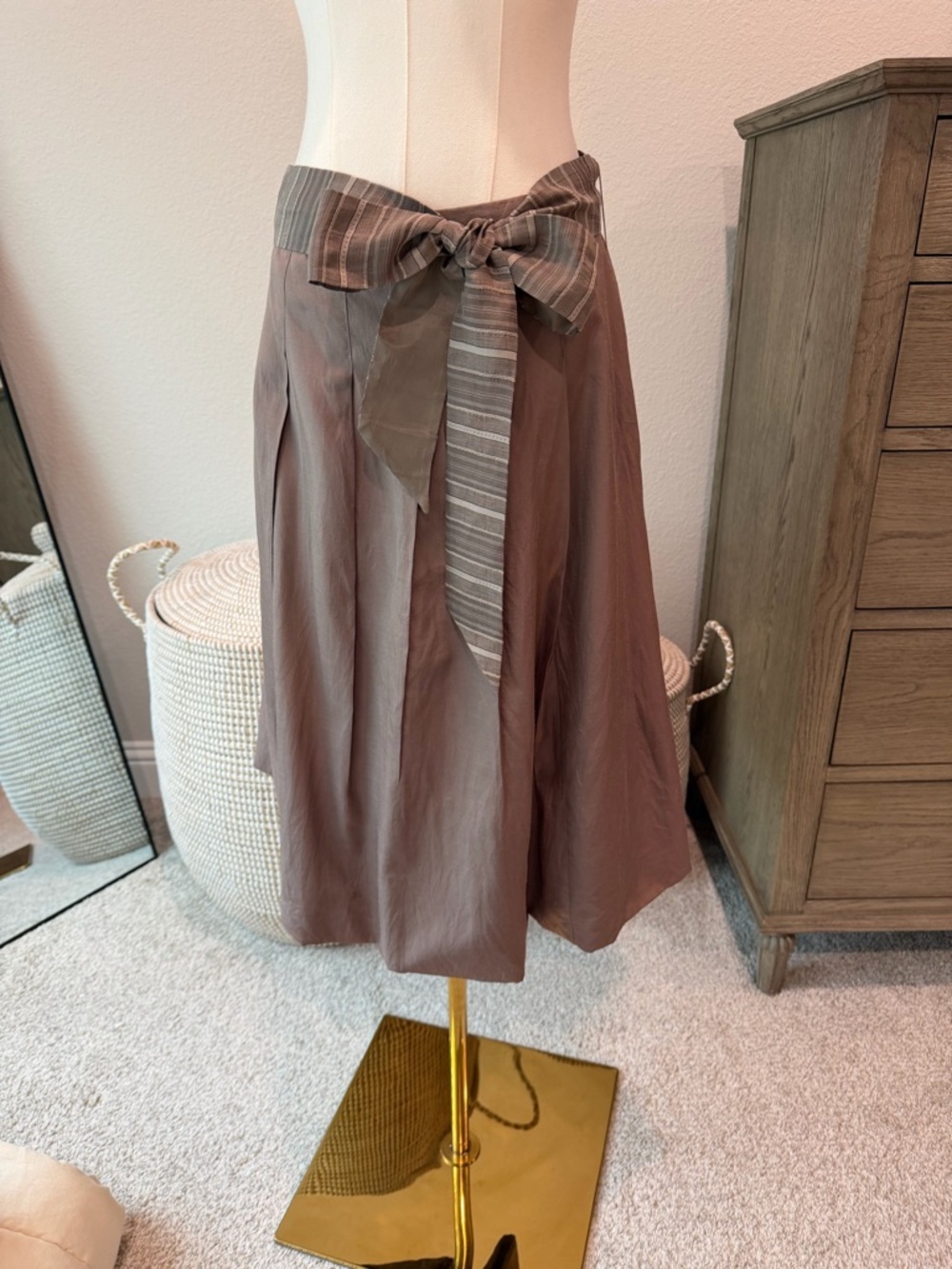 Coast Women's Silk/Cotton Skirt Size 10 Tie-Waist Midi Skirt